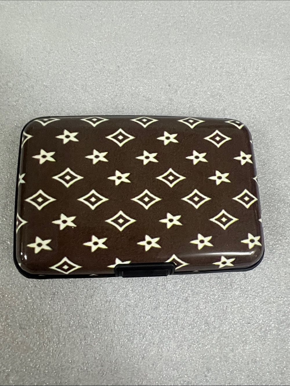 Brown Patterned Card Case Wallet Plastic - Picture 2 of 4